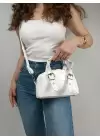 Lismary Beyaz Kemer Detay Fermuar Kapama Kadın Omuz Çantası