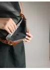 Medusa Taba Kırışık Cilt Kontrast Dikişli Kolon Askılı Kadın Omuz Çantası