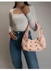 Mest Pembe Zımba Detaylı Kadın Omuz Çantası