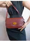 Mina Claret Red Soft Leather Design Lock Double Strap Womens Shoulder Bag