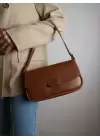 Mina Taba Yumuşak Deri Tasarım Kilit Çift Askılı Kadın Omuz Çantası