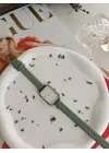 Nicole Mint Yeşili Cilt Deri Kordonlu Kare Minimal Kadın Kol Saati