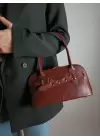 Princess Bordo Kırışık Cilt Baget Kadın Omuz Çantası