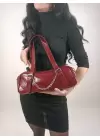 Rebeca Bordo Parlak Cilt Zincir Aksesuarlı Kadın Omuz Çantası