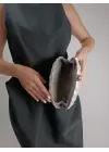Rosalie Gümüş Sedefli Deniz Kabuğu Model Zincir Askılı Dokulu Clutch Abiye Portföy Çanta