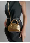 Sapphire Shiny Gold Mini Womens Hand and Shoulder Bag