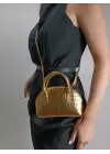Sapphire Shiny Gold Mini Womens Hand and Shoulder Bag