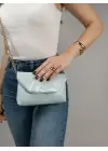 Suffle Mavi Zincir Askılı Kadın Omuz Çantası