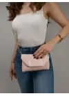 Suffle Pembe Zincir Askılı Kadın Omuz Çantası
