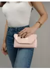 Suffle Pembe Zincir Askılı Kadın Omuz Çantası