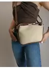 Toile Acı Kahve Detaylı Kanvas Çift Askılı Kadın El Kol Ve Omuz Çantası