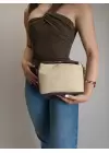 Toile Acı Kahve Detaylı Kanvas Çift Askılı Kadın El Kol Ve Omuz Çantası