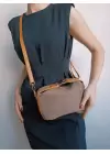 Toile Dark Mink-tan Straw Patterned Lock Handle Womens Handbag and Shoulder Bag