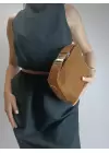 Toile Taba Nubuk Süet Kilit Saplı Kadın El Kol Ve Omuz Çantası