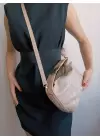 Toile Mink Knit Pattern Lock Handle Womens Hand Shoulder Bag