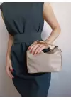 Toile Mink Knit Pattern Lock Handle Womens Hand Shoulder Bag