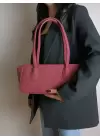 Vanilia Bordo Süet Retro Pinterest Kadın El Ve Omuz Çantası