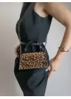 Zeus Leopar Desen Zincir Askılı Kadın El Kol Ve Omuz Çantası