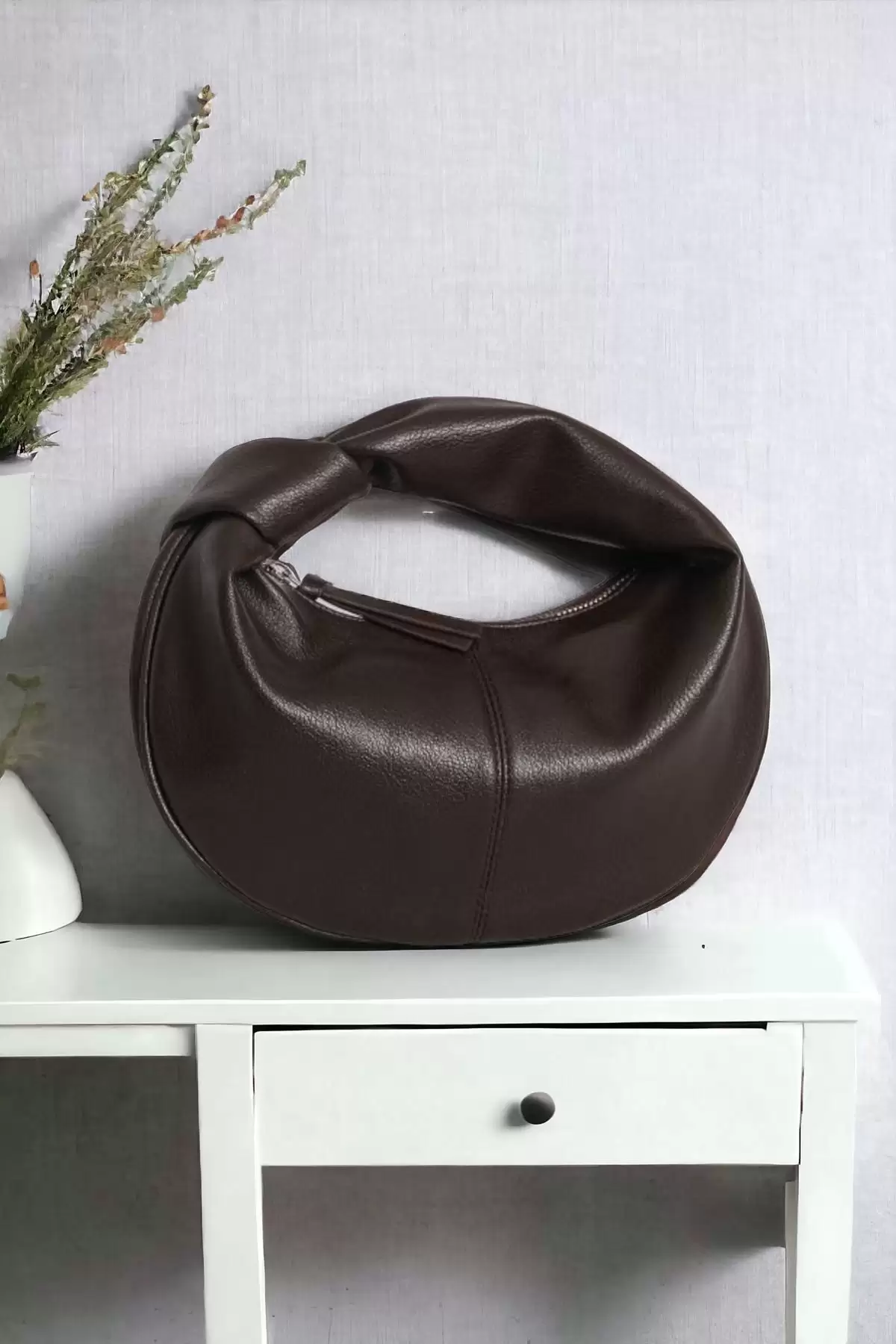 Helen Düğümlü Acı Kahve Trend Mini Kadın Bowl Bag