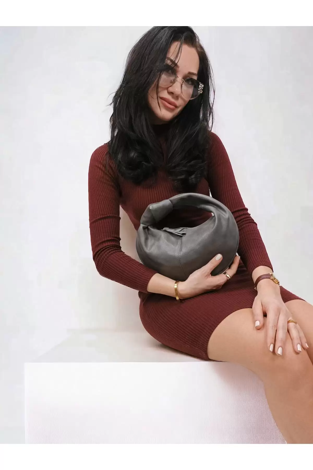 Helen Düğümlü Antrasit Cilt Trend Mini Kadın Mini Bowl Bag