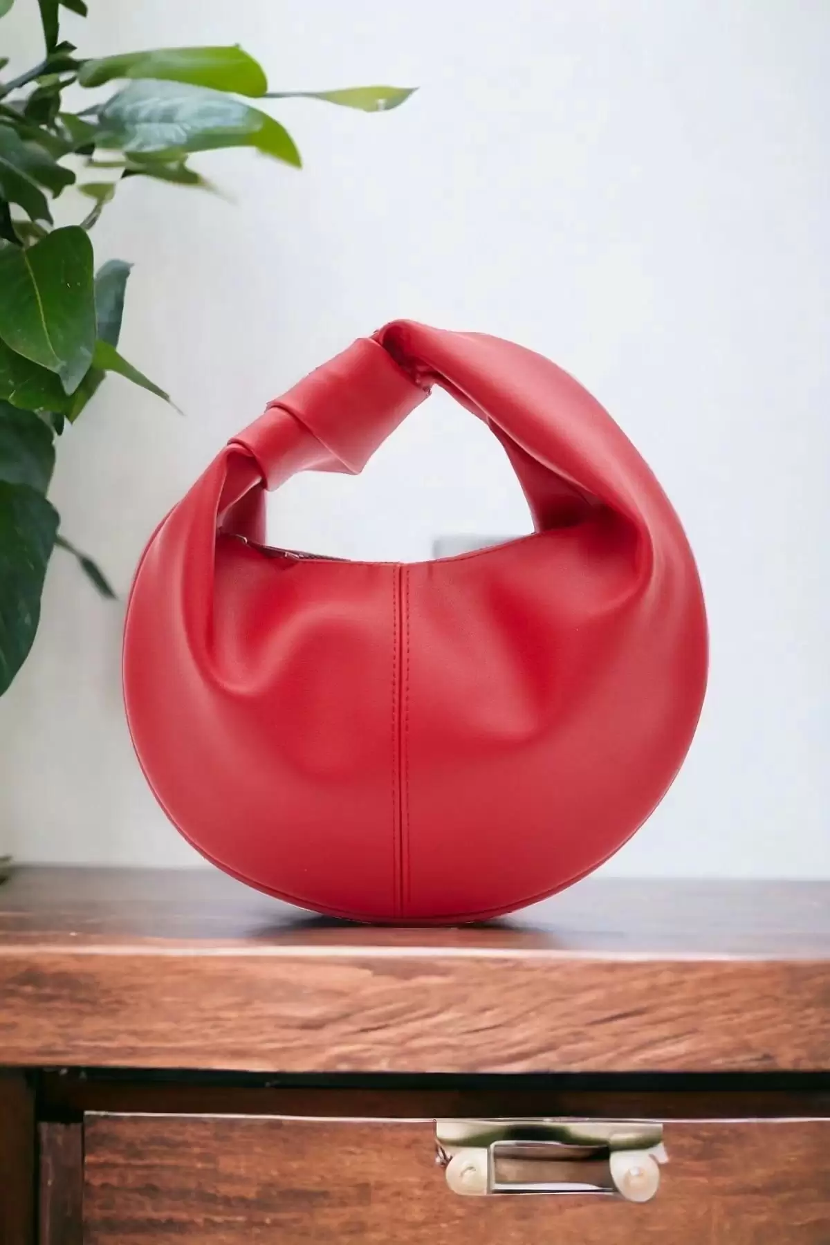 Helen Düğümlü Kırmızı Cilt Trend Mini Bowl Bag