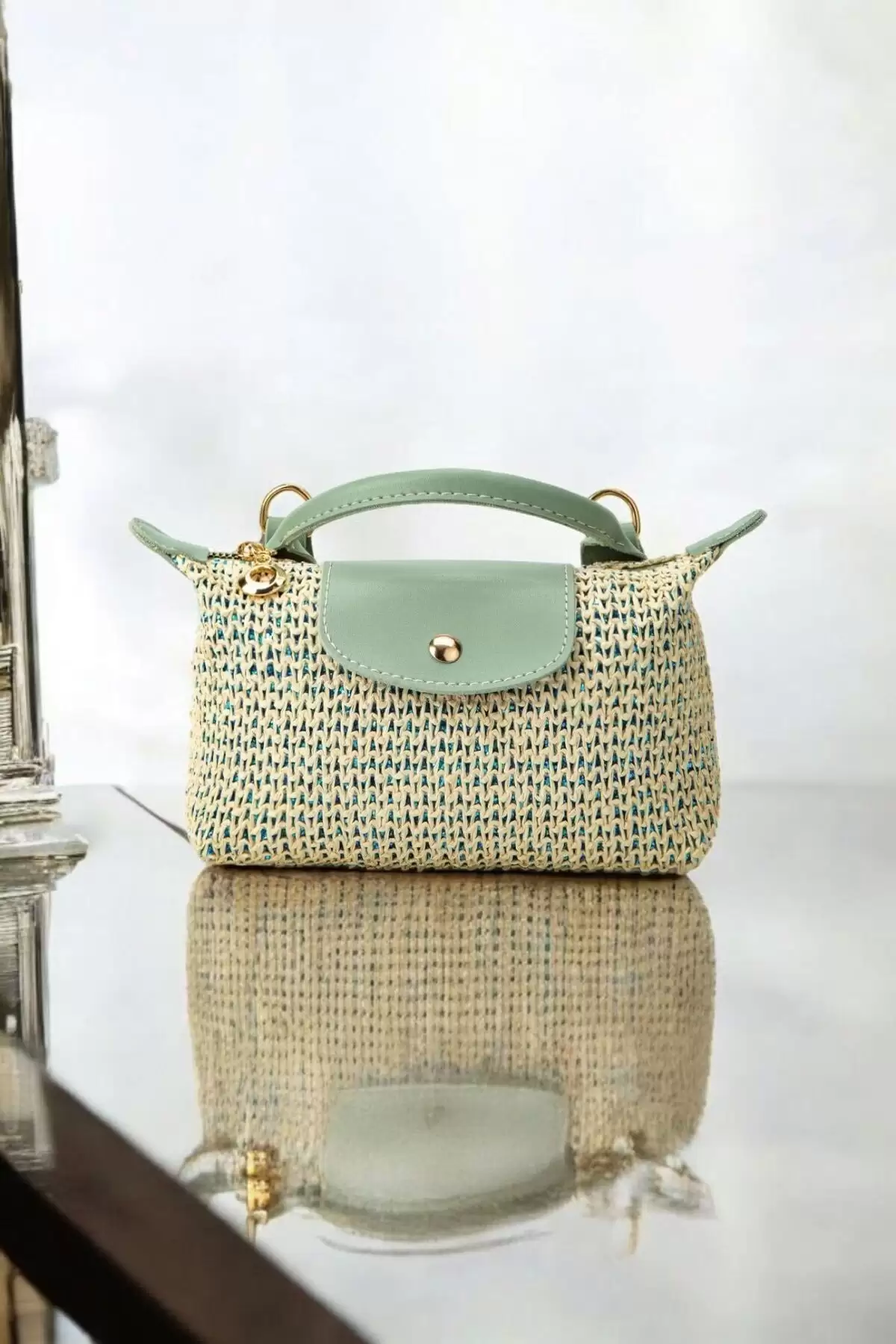 Laurel Mint Yeşili El Örgü Kadın Mini Bag