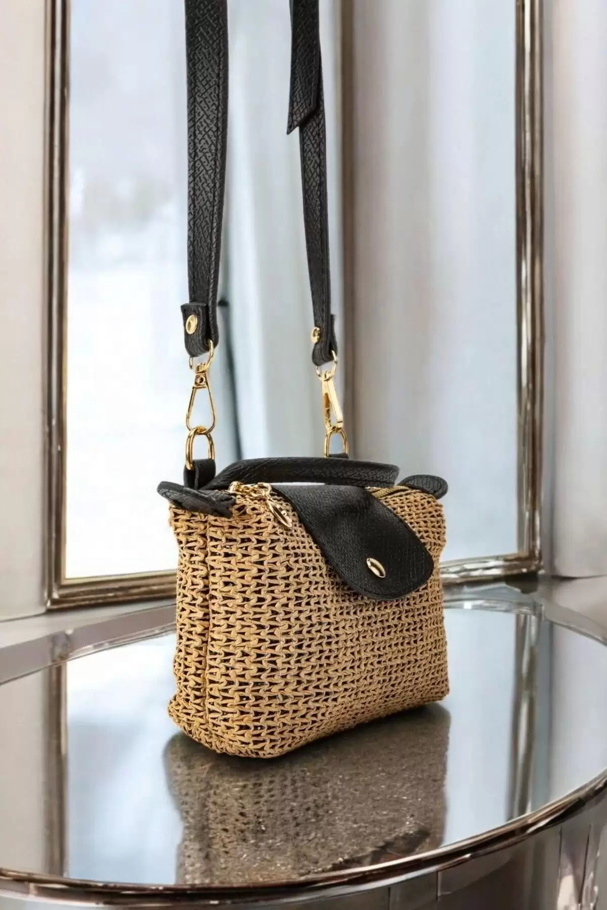 Laurel Siyah El Örgü Kadın Mini Bag