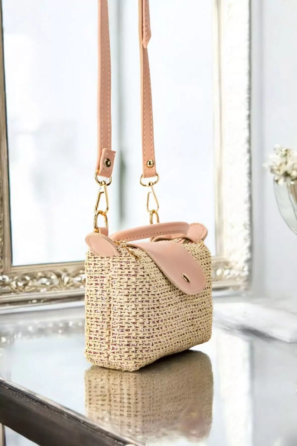 Laurel Pudra El Örgü Kadın Mini Bag