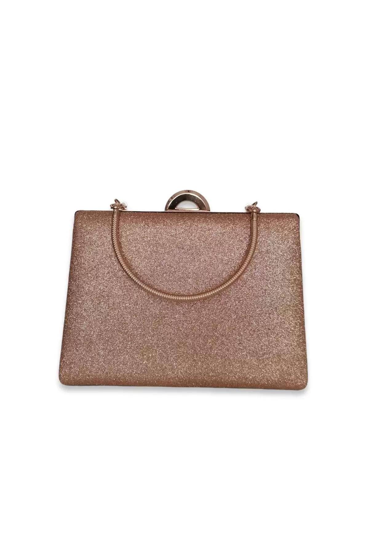 Vivienne Bronz Simli Kutu Model Clutch Abiye Portföy Çanta