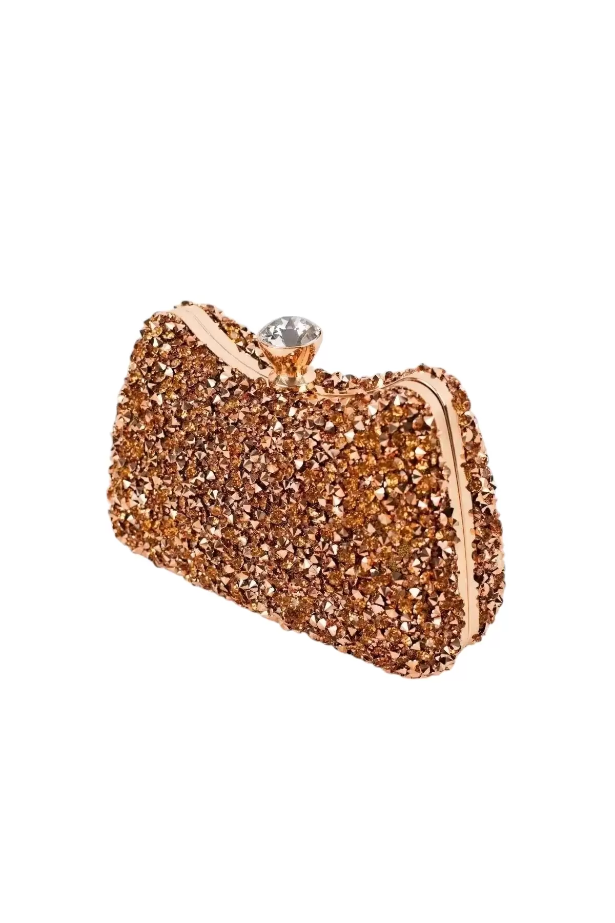 Belinda Bronz Kristal Taş Kapama Clutch Abiye Portföy Çanta