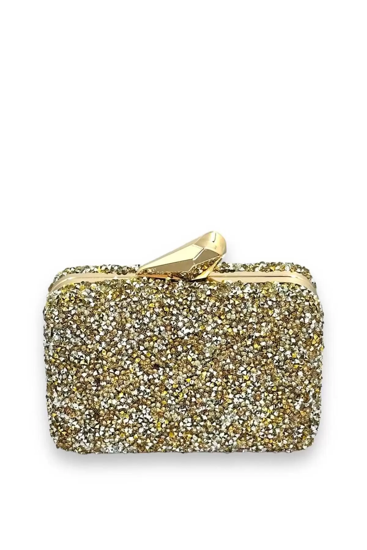 Juliet Gold Doğal Taşlı Clutch Abiye Portföy Çanta