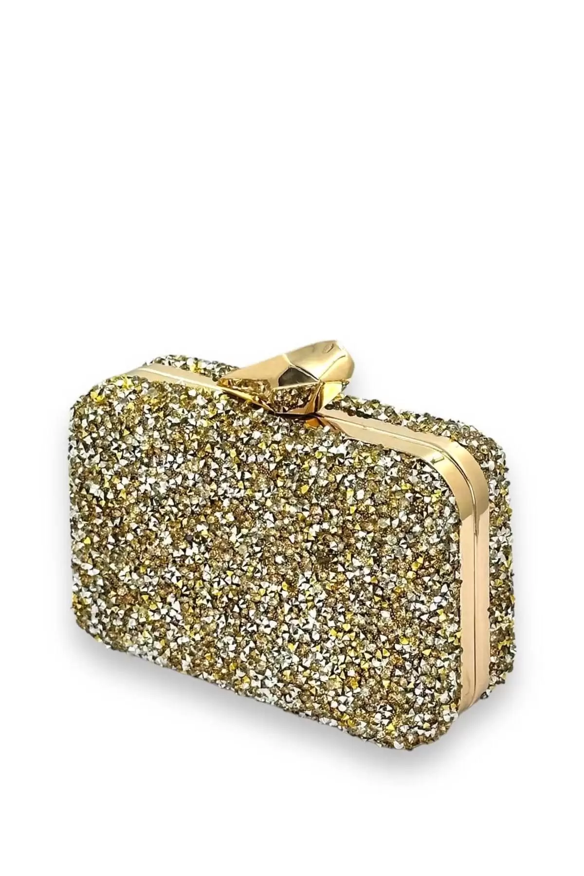 Juliet Gold Doğal Taşlı Clutch Abiye Portföy Çanta