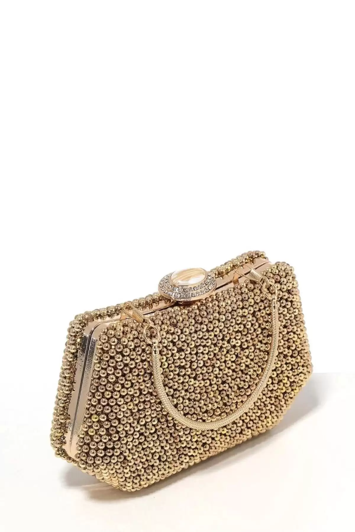 Elida Gold İncili Yüzük Kapamalı Clutch Abiye Portföy Çanta