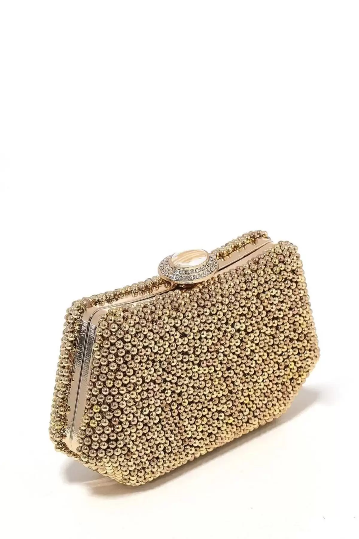 Elida Gold İncili Yüzük Kapamalı Clutch Abiye Portföy Çanta