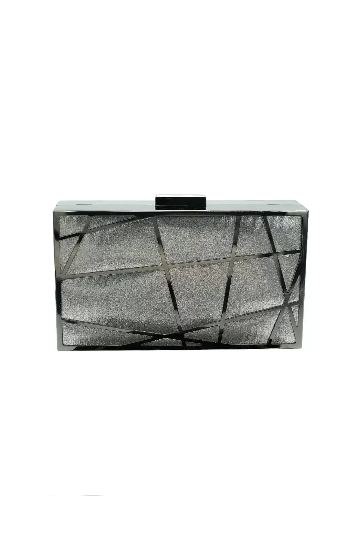 Alessia Metal Geometrik Çizgi Model Clutch Abiye Portföy Çanta