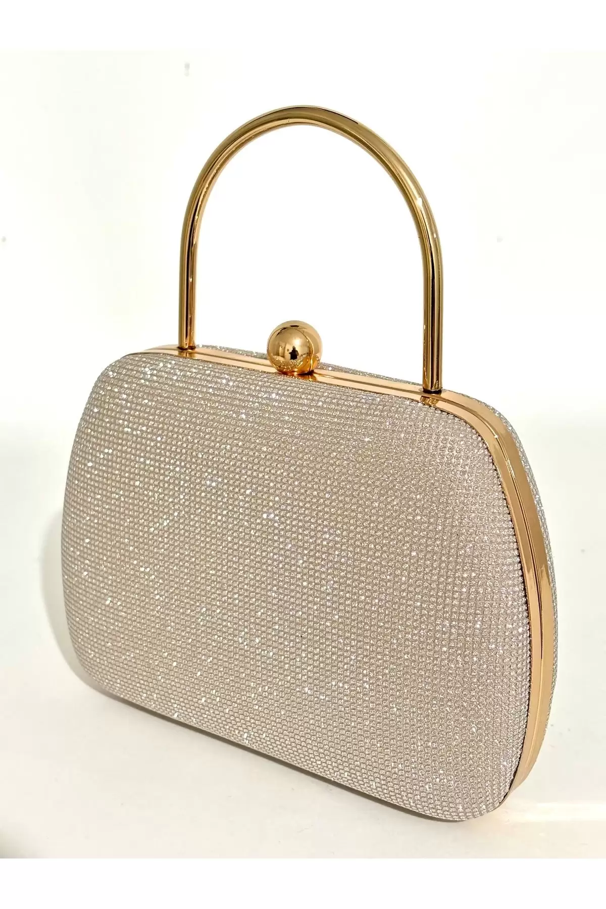 Vivre Gold Simli Model Boncuk Kapama Clutch Abiye Portföy Çanta