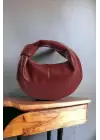 Helen Düğümlü Bordo Cilt Trend Kadın Mini Bowl Bag