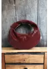 Helen Düğümlü Bordo Örgü Desen Trend Mini Kadın Bowl Bag