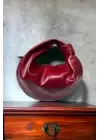 Helen Düğümlü Bordo Rugan Trend Mini Bowl Bag