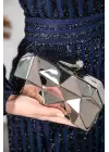 Aurelia Gümüş Zincir Askılı Clutch Abiye Portföy Çanta