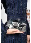 Aurelia Gümüş Zincir Askılı Clutch Abiye Portföy Çanta