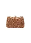 Belinda Bronz Kristal Taş Kapama Clutch Abiye Portföy Çanta