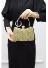 Belinda Gold Kristal Taş Kapama Clutch Abiye Portföy Çanta