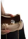 Belinda Gold Simli Kristal Taş Kapama Clutch Abiye Portföy Çanta