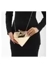 Gianna Gold Üçgen Model Clutch Abiye Portföy Çanta