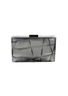 Alessia Metal Geometrik Çizgi Model Clutch Abiye Portföy Çanta