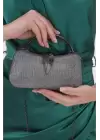 Zaira Platin Simli Yaprak Kapamalı Clutch Abiye Portföy Çanta