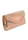 Gemma Rosegold Zarf Model Ayna Deri Biyeli Kadın Abiye Clutch Çanta