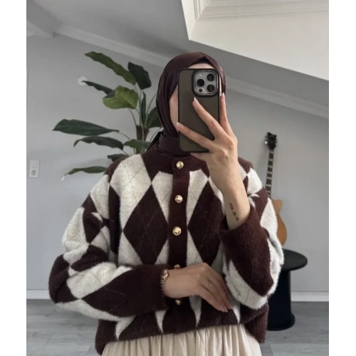 Baklava Desenli Premium Sakallı Hırka