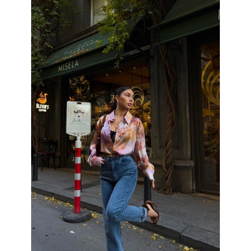 Design Patterned Satin Fabric Gömlek